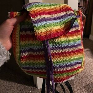 DELIAS mini rainbow crocheted backpack! Brand new!